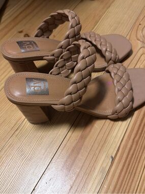 ALDO Braided Strap Block Heel Sandals in Tan